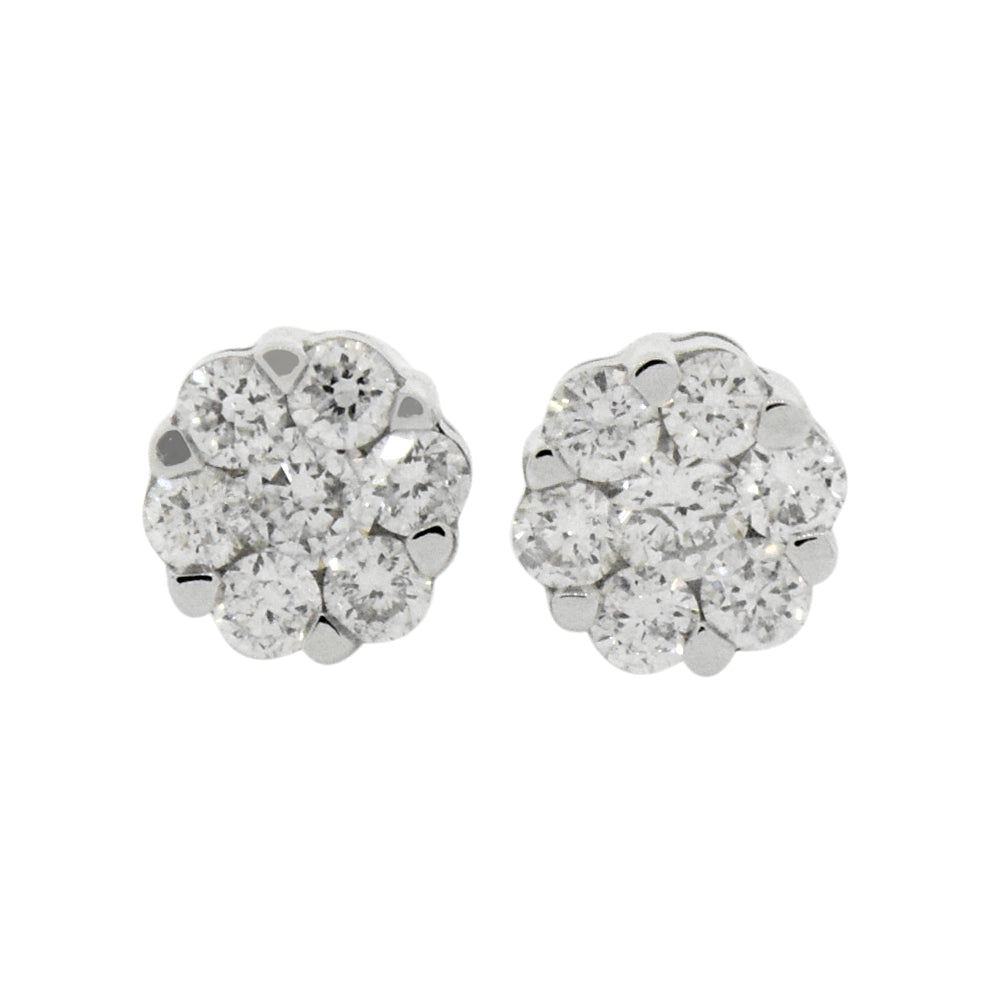 0.75 Cts  14st Cluster Earring 14K SCREW BACK