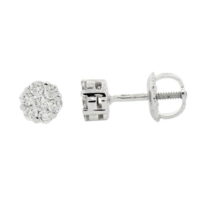 0.75 Cts  14st Cluster Earring 14K SCREW BACK